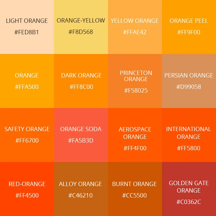 Shades of orange