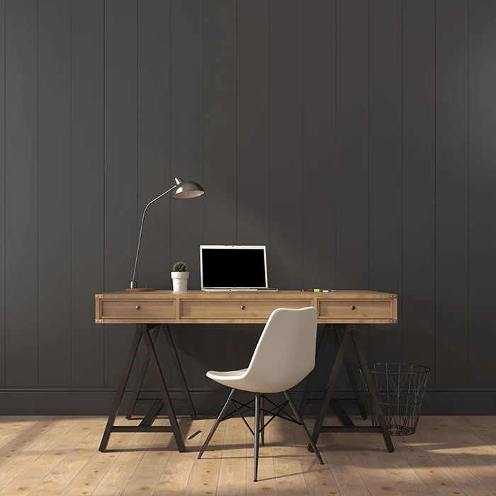 Black wall in home office