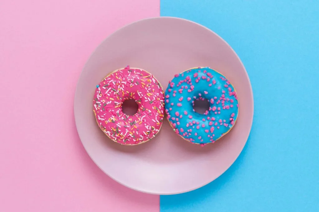 Pink and blue doughnuts