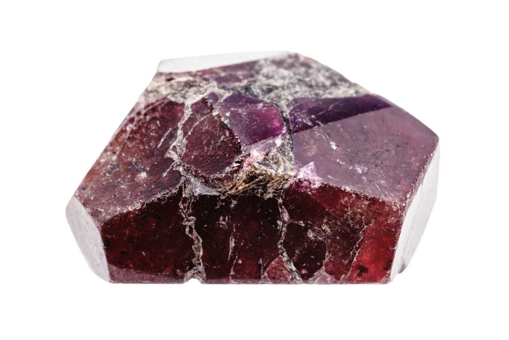 Red almandine garnet crystal