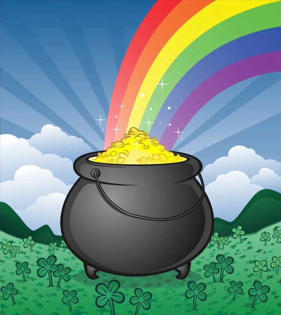 Irish pot of gold and rainbow colors