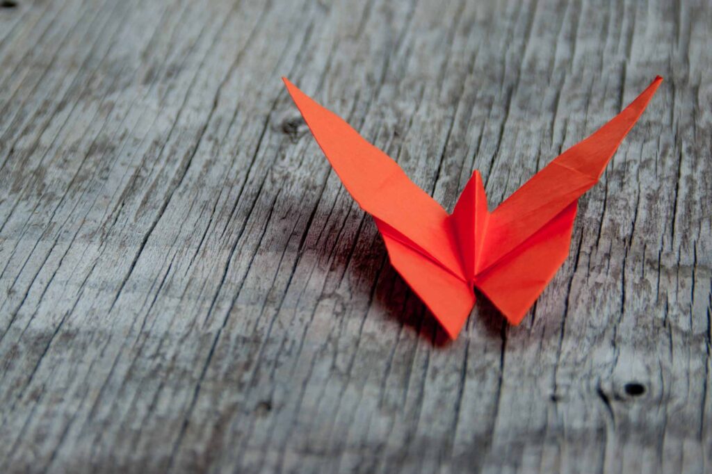 Red origami butterfly