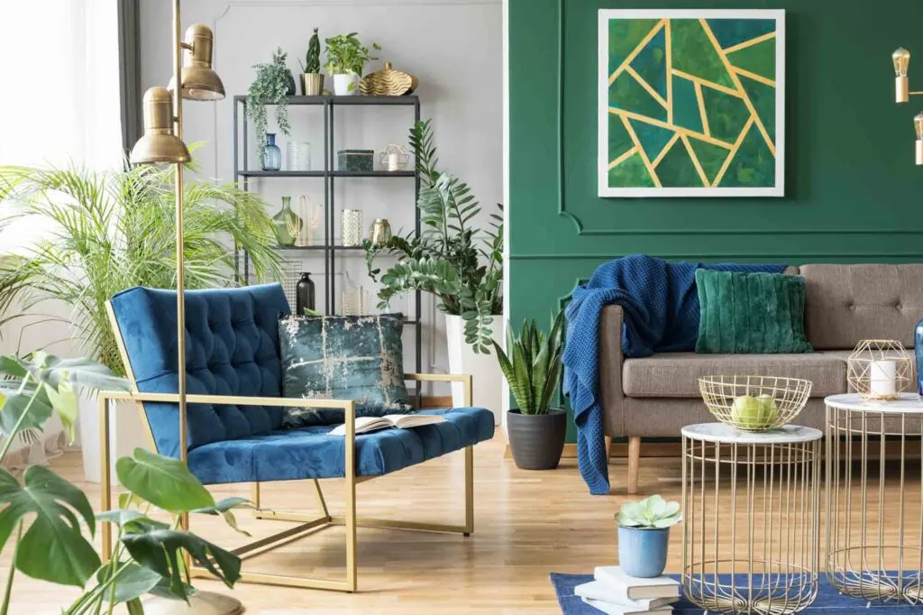 Blue and green living room, great example of analogous colors