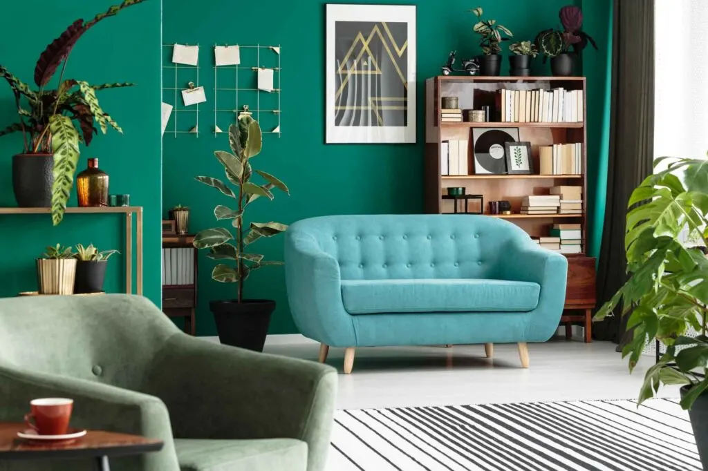 Blue and green living room, great example of analogous colors