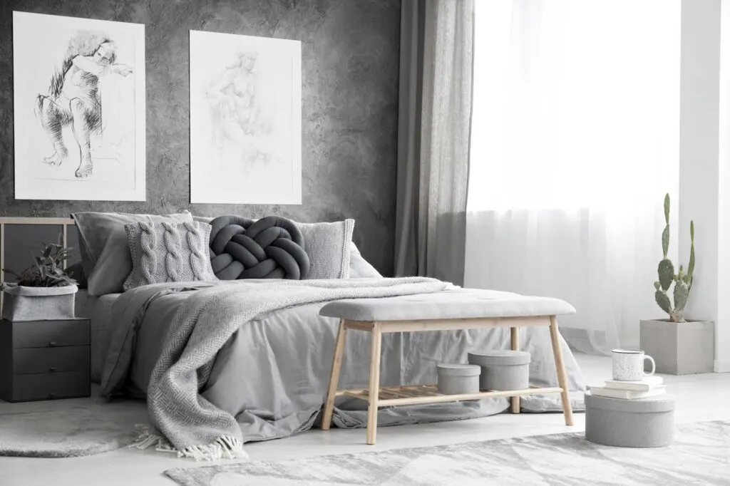 Monochromatic gray bedroom