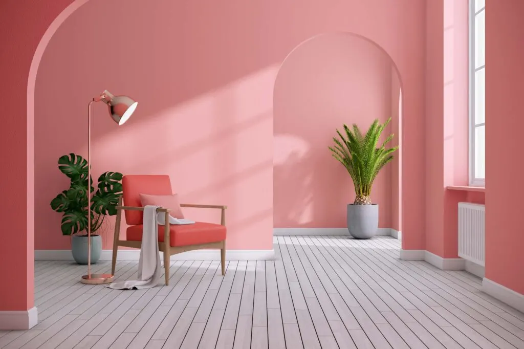 Monochromatic pink living room