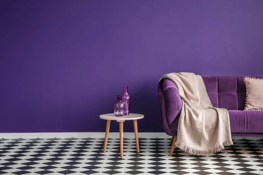 Monochromatic purple living room