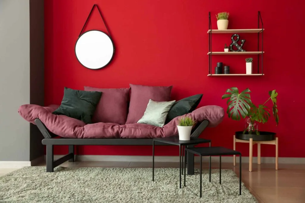 Monochromatic red living room