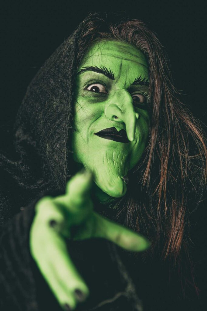 Witch with green skin