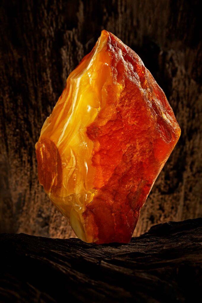 Orange amber gemstone