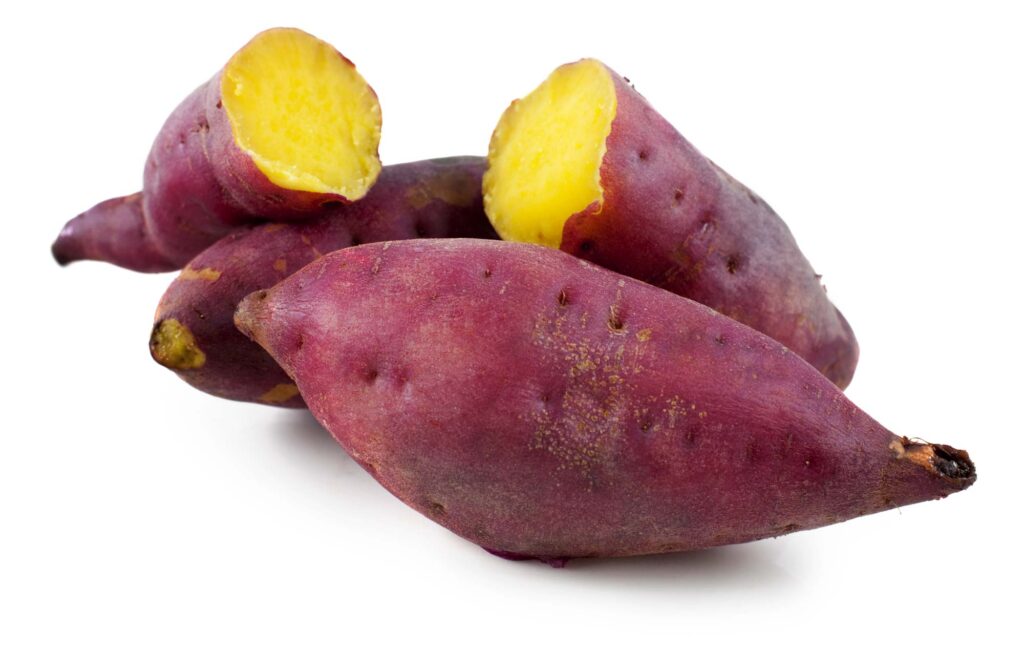 Yellow sweet potatoes with purple skin
