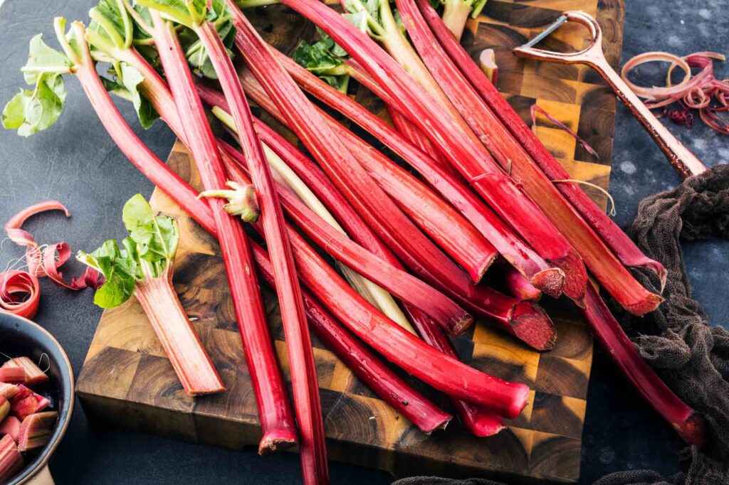 Pink chopped rhubarb