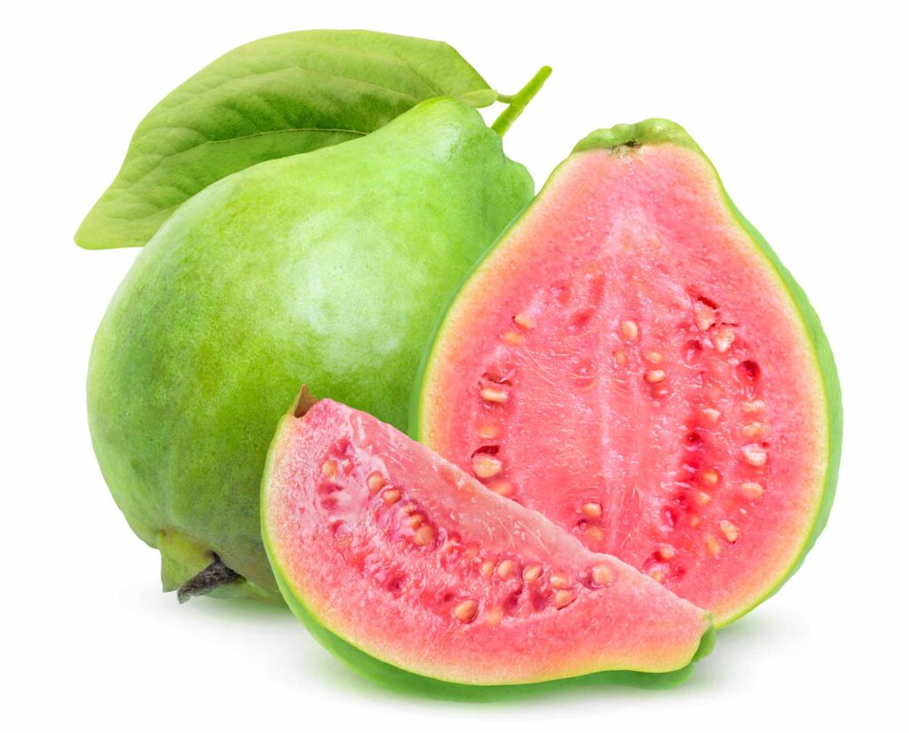 Green and pink guava