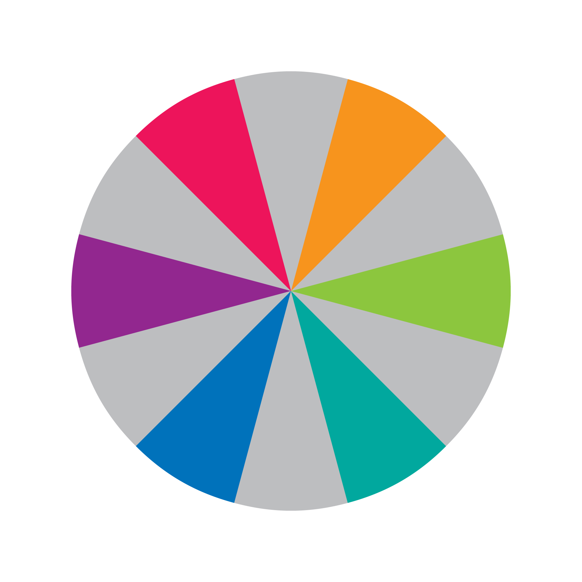 Intermediate colors on a wheel