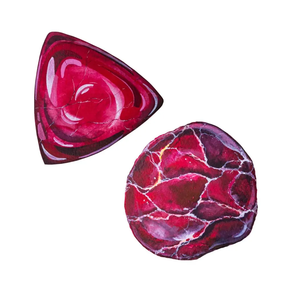 Red garnet gemstone watercolor