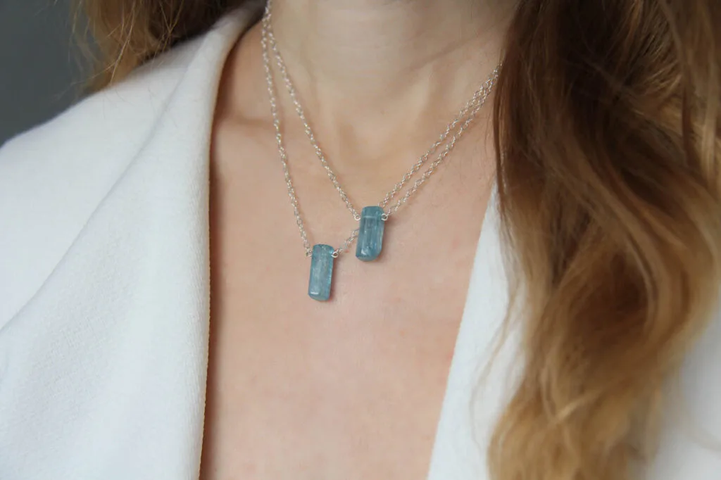 An aquamarine gemstone necklace
