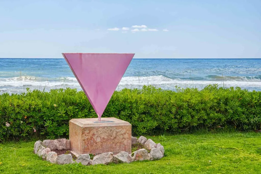 Pink triangle in a monument to the LGBT victims - Sitges, Spain