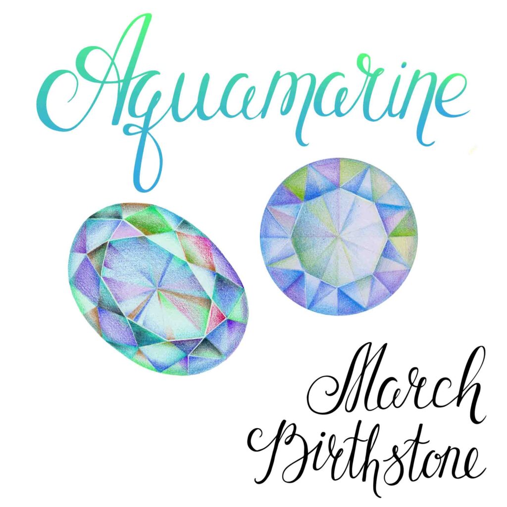 Blue aquamarine is the March birthstone color