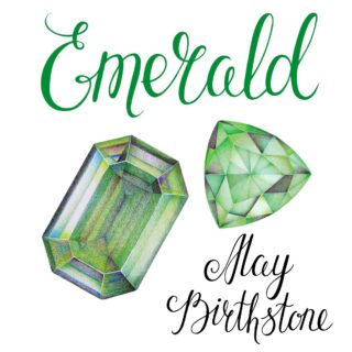 Emerald is green, the May birthstone color in watercolor