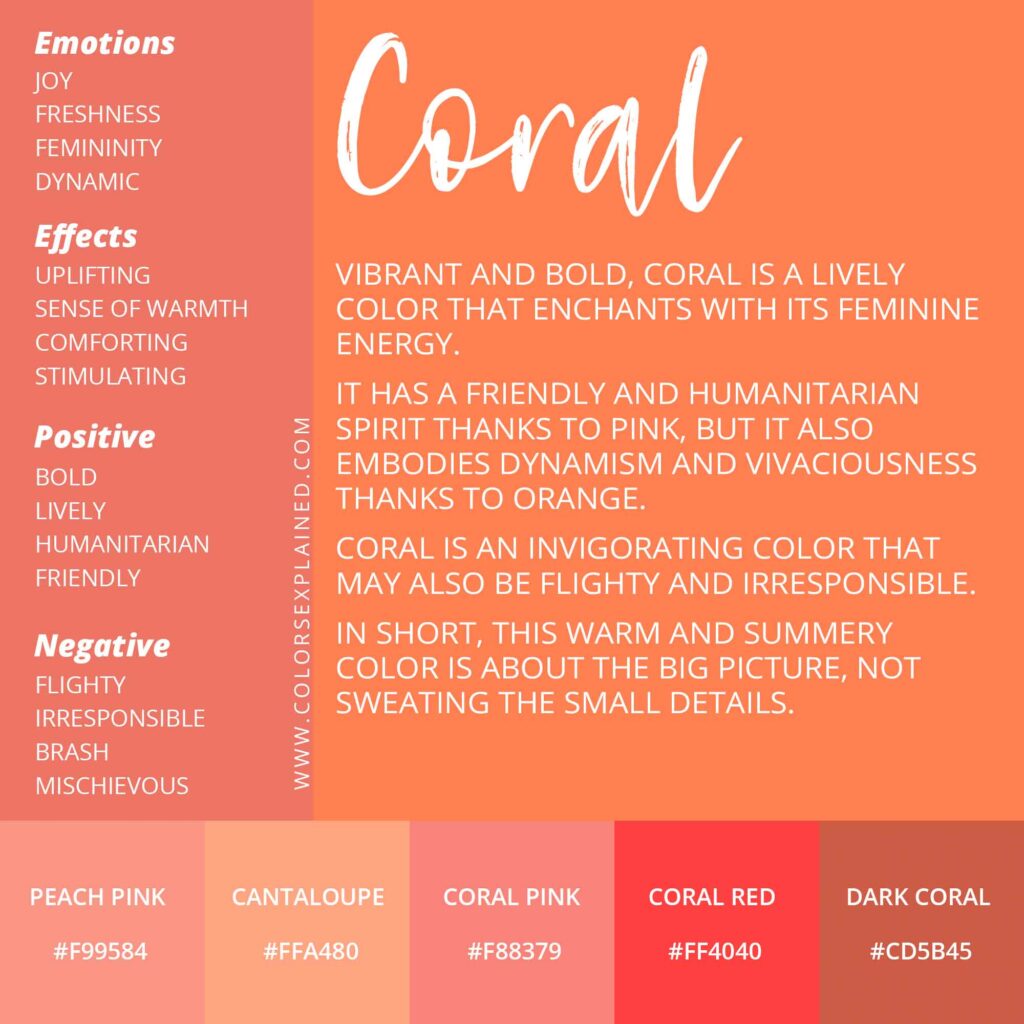 Summary of the meanings of the color coral