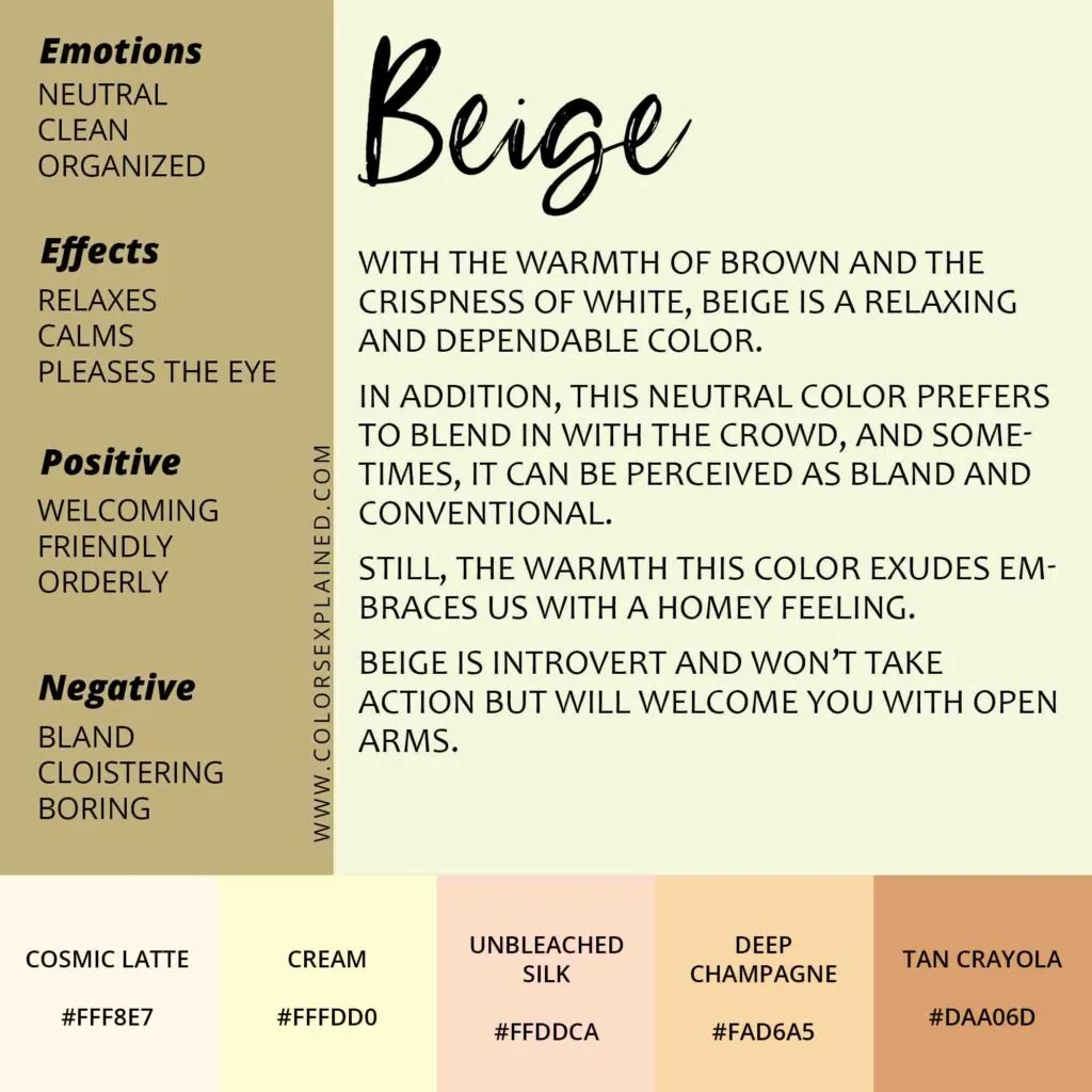 Summary of the meanings of the color beige