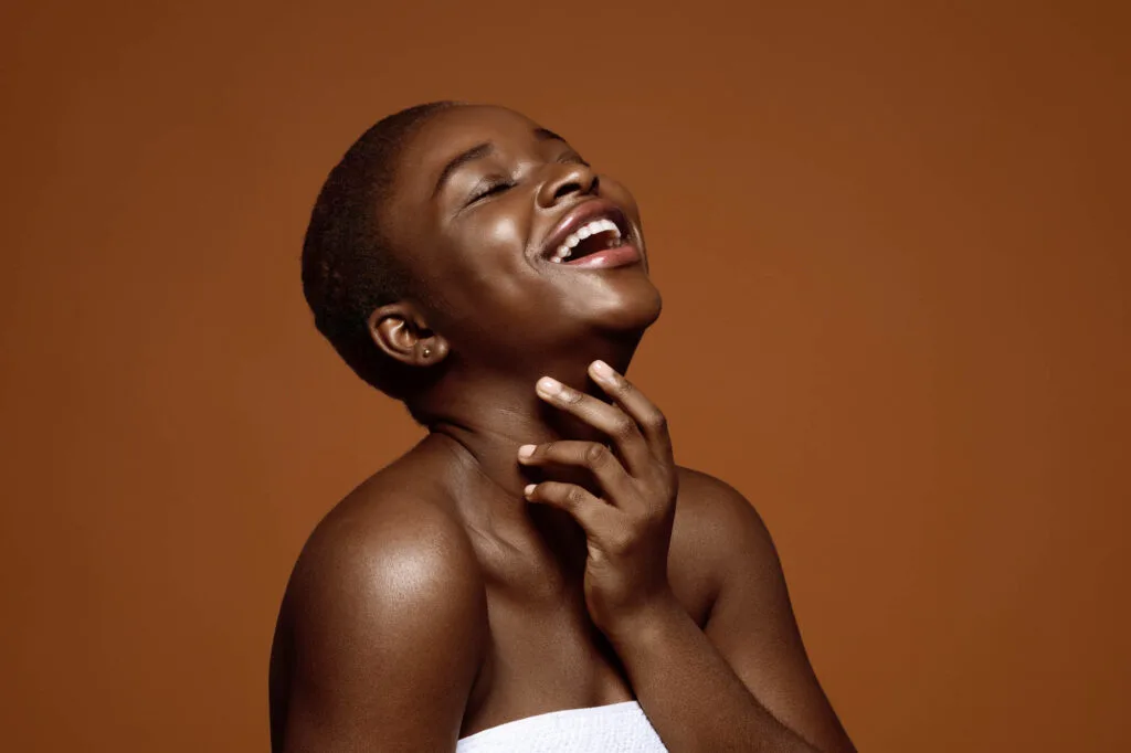Happy and beautiful black woman