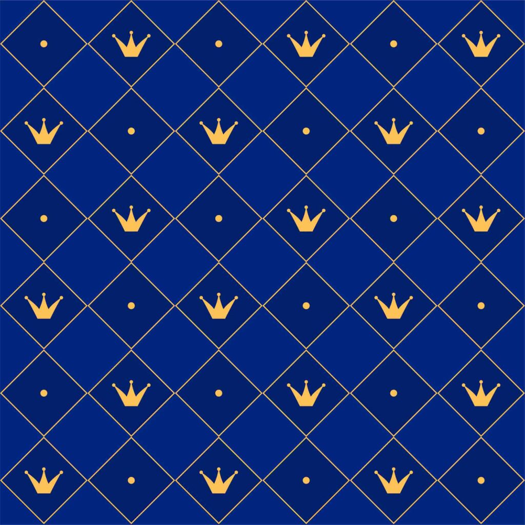 Royal blue pattern with golden crowns