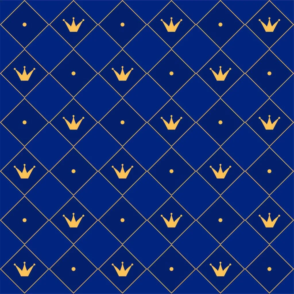 Royal blue pattern with golden crowns