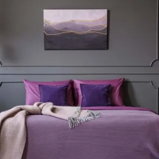 modern purple and gray bedroom