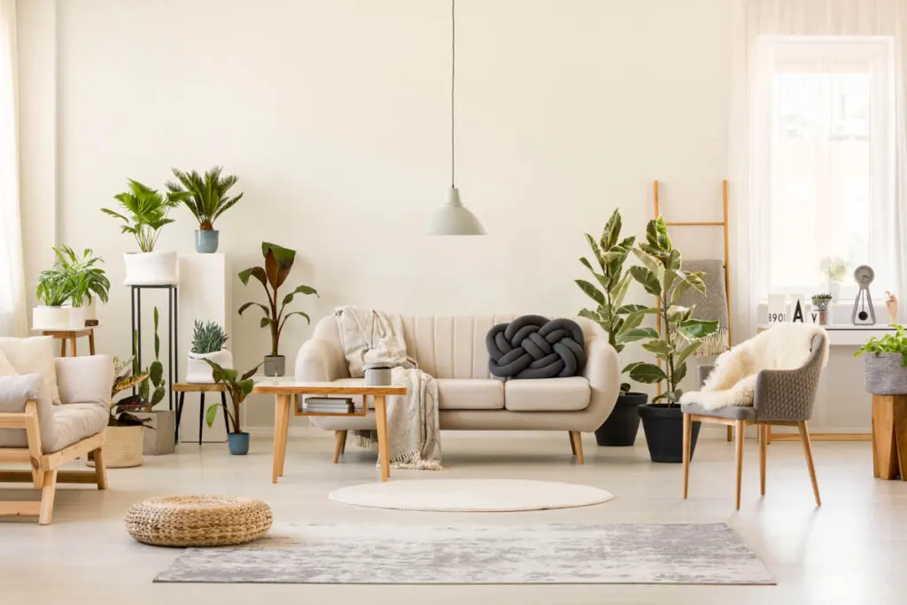 Beige living room with gray accents