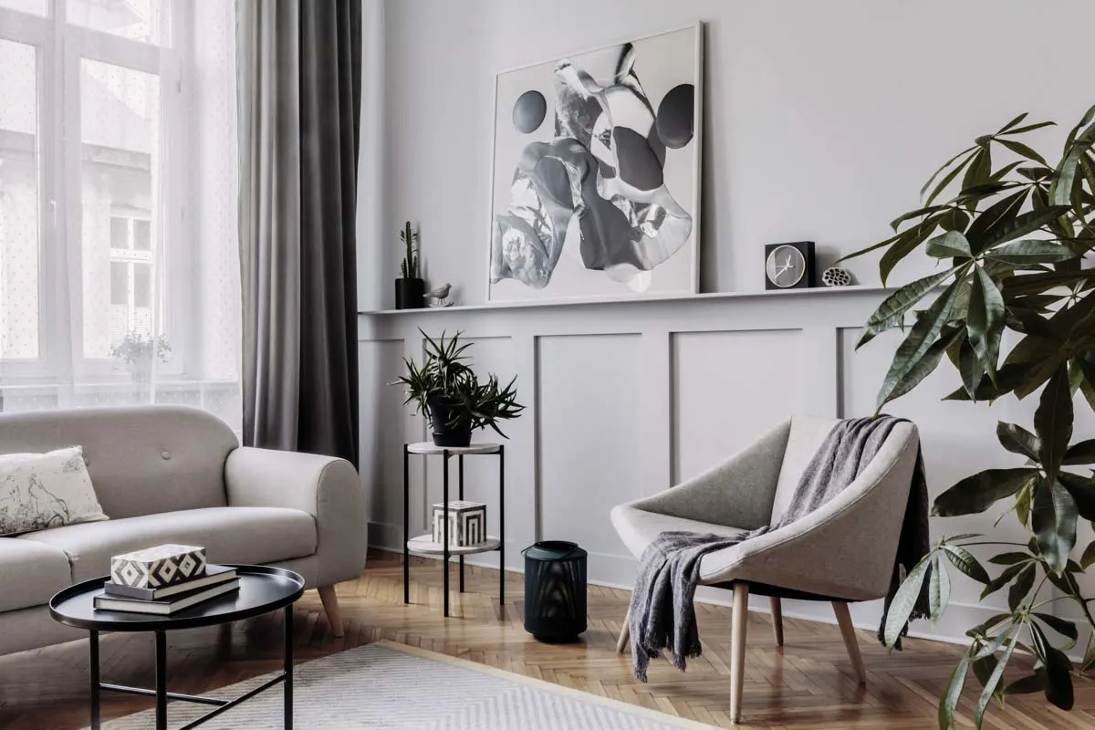 Practical black and gray living room