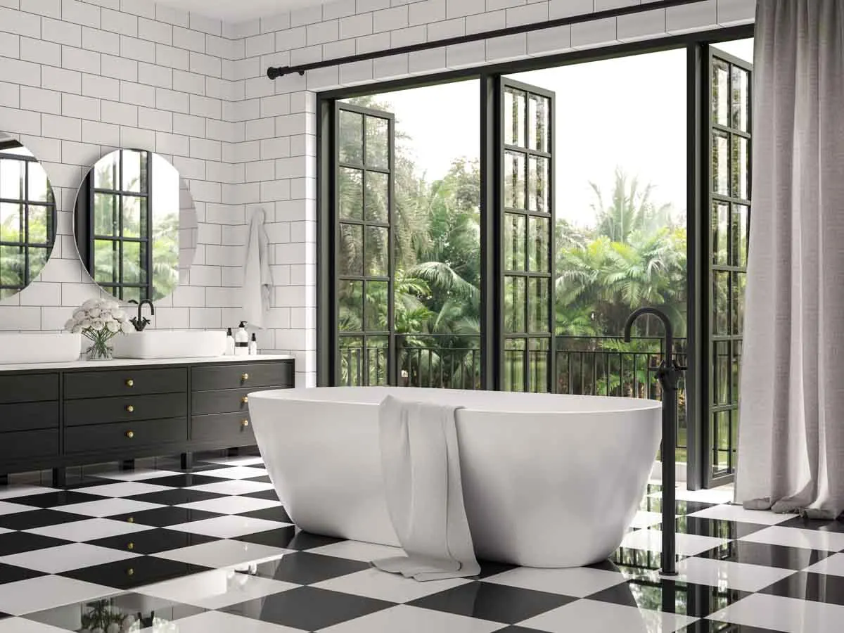 Classical black and white bathroom
