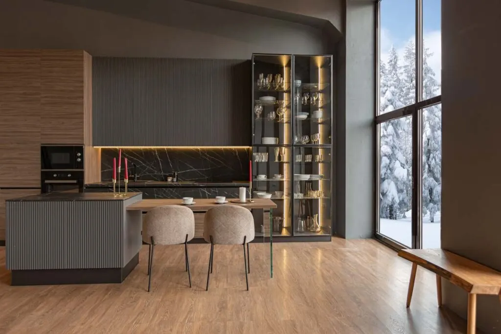 Elegant Brown and black kitchen room