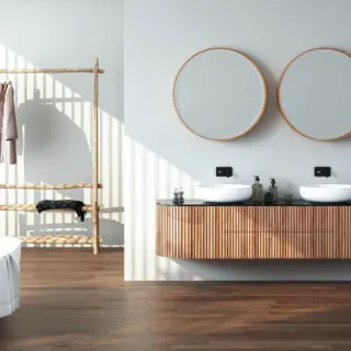 Modern Brown and white bathroom