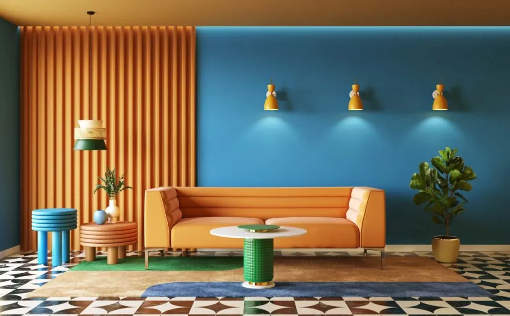 Blue is one of the most striking colors that go with orange