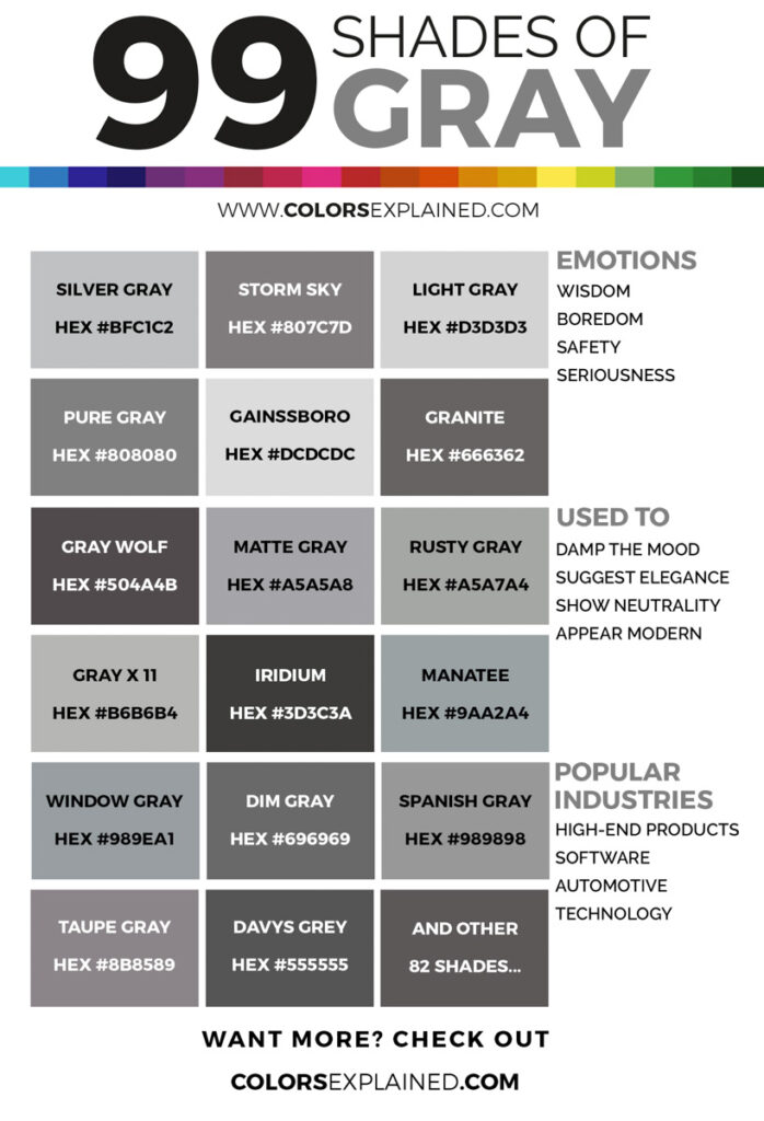 Shades of gray color infographic