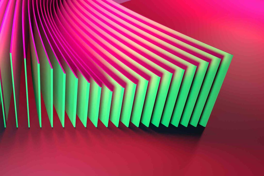 Neon Green and magenta illuminated swirl layers