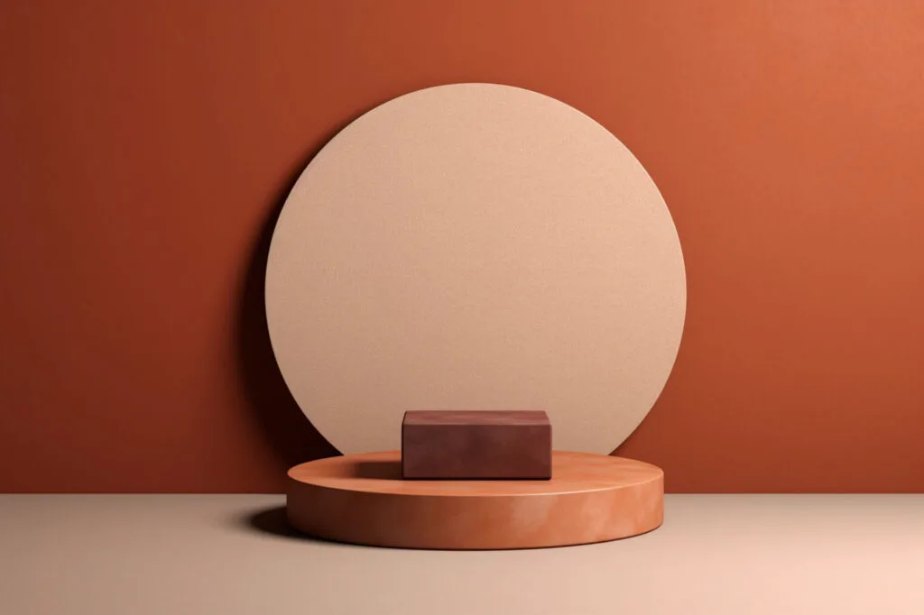 Muted color orange on the background for podium