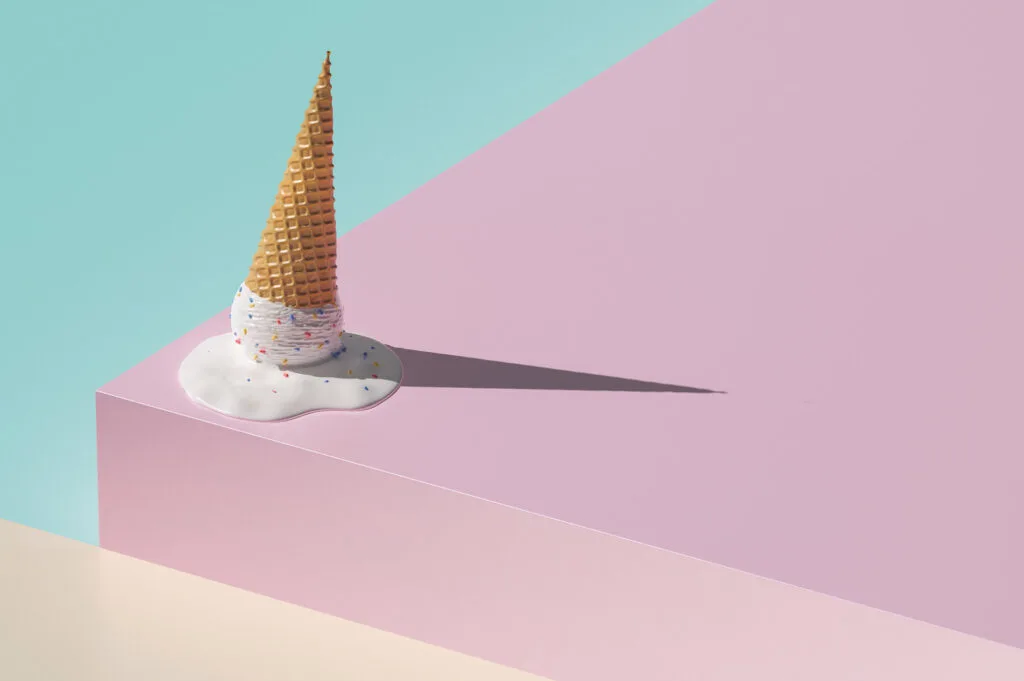 ice cream scoop on pastel colored background