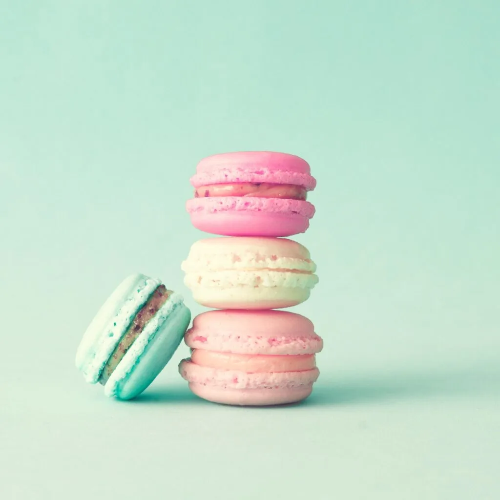 Vintage pastel colored French macarons